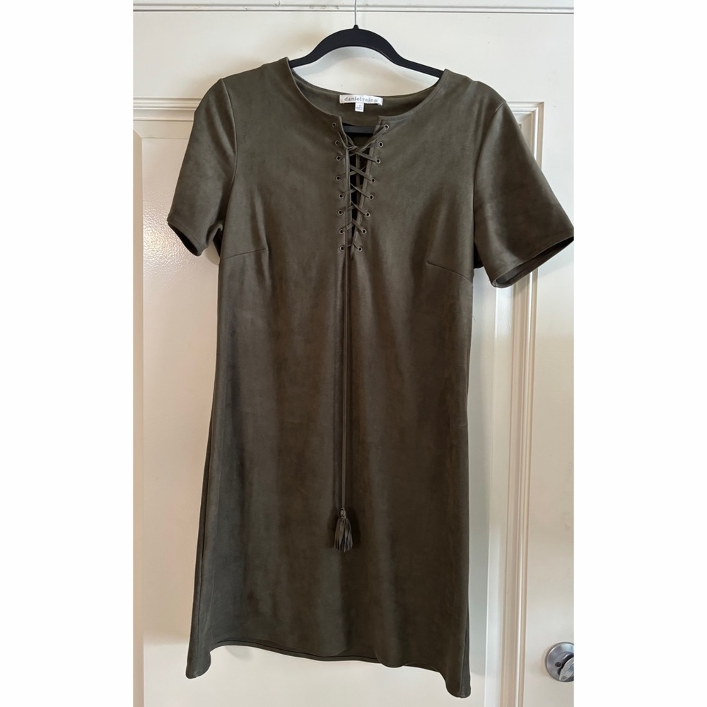 Daniel Rainn Olive Lace-Up Mini Dress